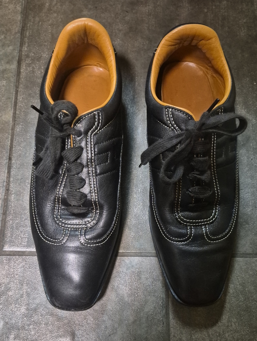 Hermer's Men's Black Leather Lace-Up Casual Shoes